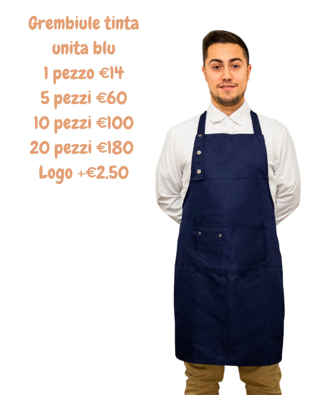 Grembiule tinta unita BLU E LOGO