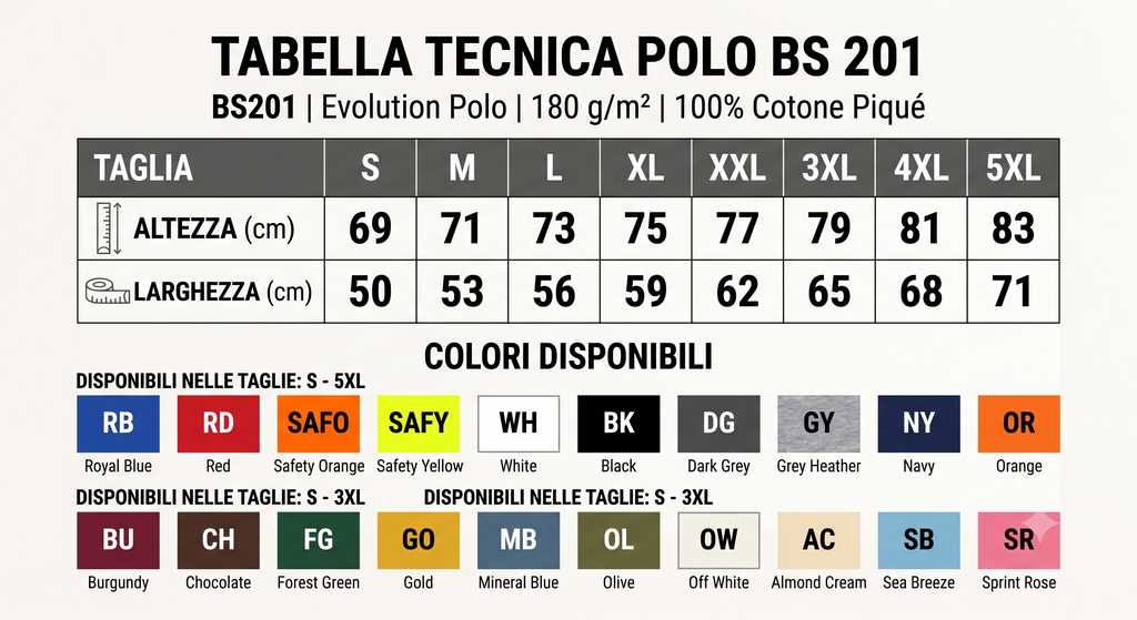 Polo unisex marchio BS cotone 100%