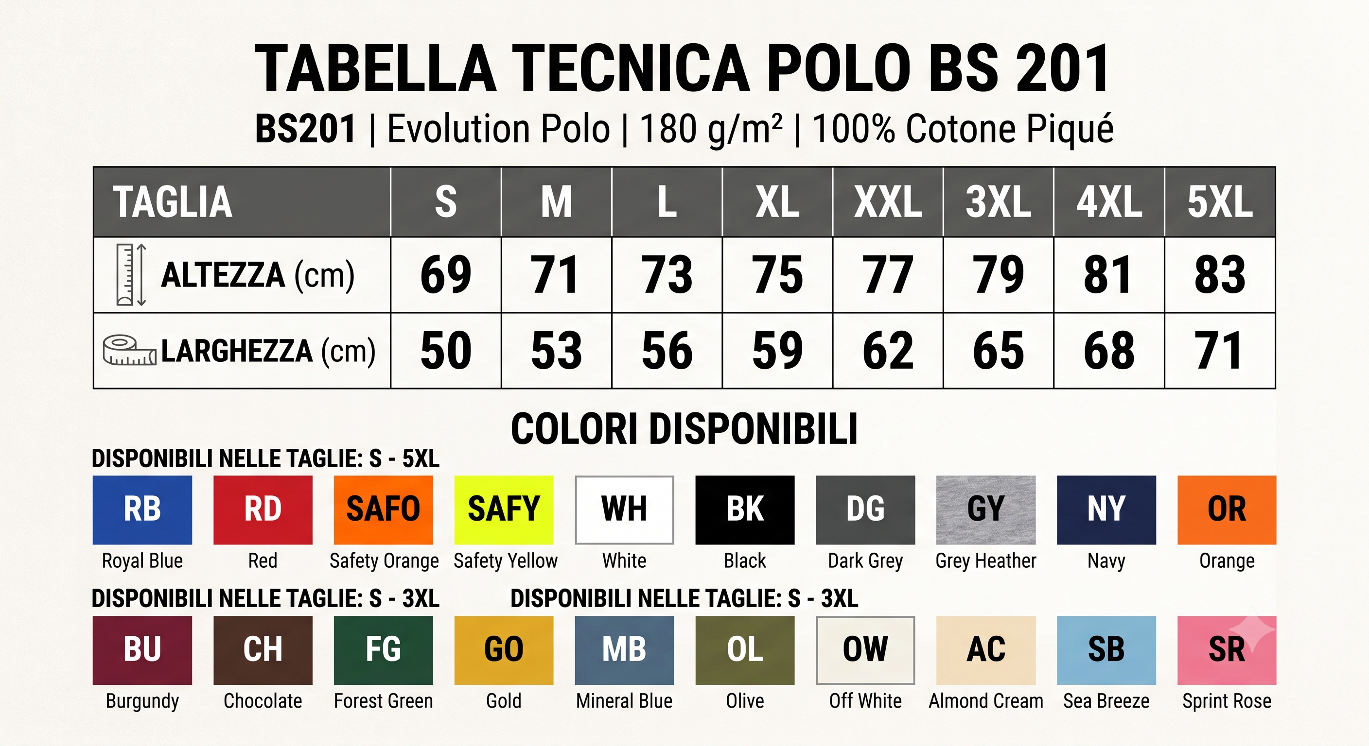 Polo unisex marchio BS cotone 100%