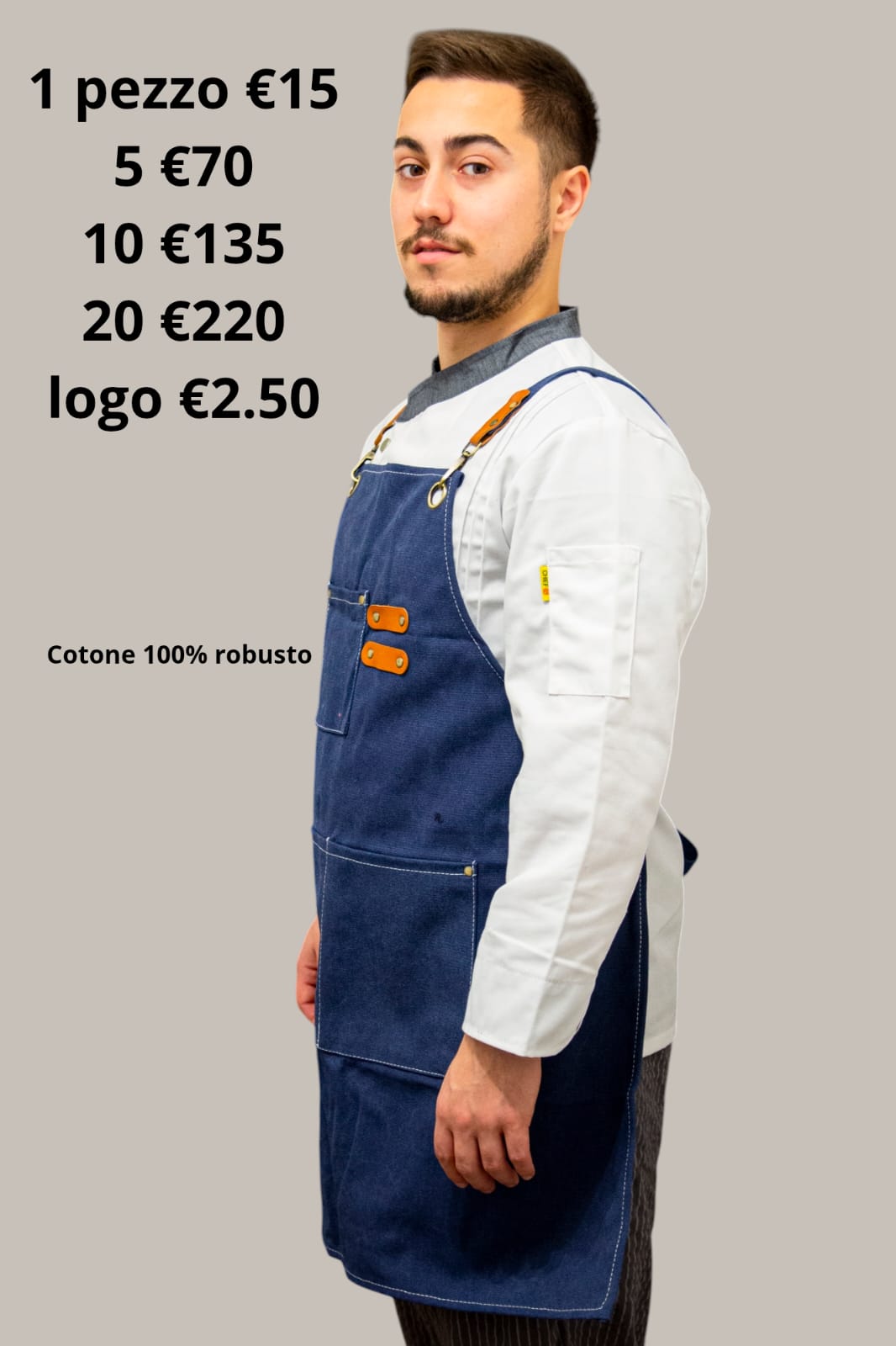 Grembiule barman o barbecue a intreccio BLU JEANS