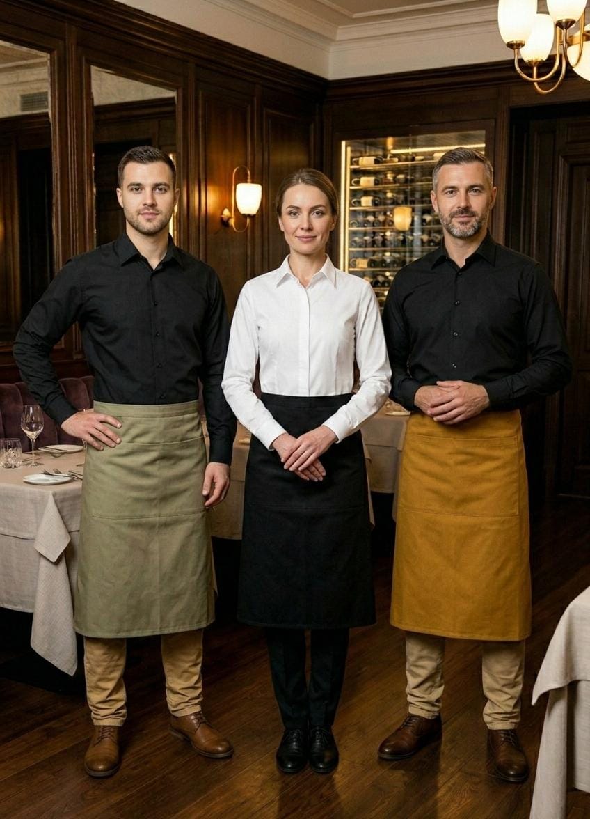 Grembiule bistrot lungo 10 pezzi e logo